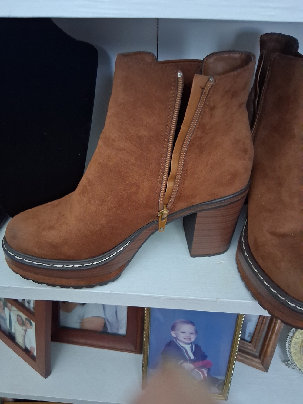 Pierre Dumas Chestnut Suede Platform Ankle Boots